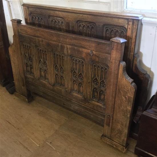 Carved oak gothic bed